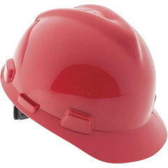 MSA - Hard Hat - W/FAS-TRAC RED V-GARD RATCHET HARD HAT - Americas Industrial Supply
