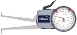 Mitutoyo - 1.6 to 2.4" Inside Dial Caliper Gage - 0.0005" Graduation, 0.0015" Accuracy, 3.3" Leg Length, 0.31" Deep x 0.06" Wide Groove, Ball Contact Points - Americas Industrial Supply