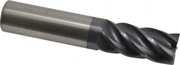 Accupro - 3/4", 1-5/8" LOC, 3/4" Shank Diam, 4" OAL, 5 Flute, Solid Carbide Square End Mill - Single End, nACRo Finish, Spiral Flute, Variable° Helix, Centercutting, Right Hand Cut, Right Hand Flute - Americas Industrial Supply