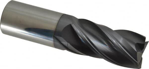 Accupro - 1", 2" LOC, 1" Shank Diam, 4" OAL, 4 Flute, Solid Carbide Square End Mill - Single End, nACRo Finish, Spiral Flute, Variable° Helix, Centercutting, Right Hand Cut, Right Hand Flute - Americas Industrial Supply