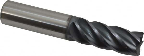 Accupro - 5/8", 1-5/8" LOC, 5/8" Shank Diam, 3-1/2" OAL, 5 Flute, Solid Carbide Square End Mill - Single End, nACRo Finish, Spiral Flute, Variable° Helix, Centercutting, Right Hand Cut, Right Hand Flute - Americas Industrial Supply