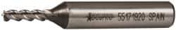 Accupro - 5/32", 3/8" LOC, 3/8" Shank Diam, 2-3/8" OAL, 3 Flute, Powdered Metal Square End Mill - Single End, Uncoated, Spiral Flute, 45° Helix, Centercutting, Right Hand Cut, Right Hand Flute - Americas Industrial Supply