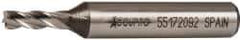 Accupro - 3/16", 1/2" LOC, 3/8" Shank Diam, 2-3/8" OAL, 4 Flute, Powdered Metal Square End Mill - Single End, Uncoated, Spiral Flute, 30° Helix, Centercutting, Right Hand Cut, Right Hand Flute - Americas Industrial Supply