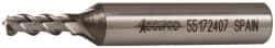 Accupro - 3/16", 1/2" LOC, 3/8" Shank Diam, 2-3/8" OAL, 3 Flute, Powdered Metal Square End Mill - Single End, Uncoated, Spiral Flute, 45° Helix, Centercutting, Right Hand Cut, Right Hand Flute - Americas Industrial Supply