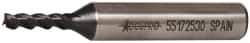 Accupro - 5/32", 3/8" LOC, 3/8" Shank Diam, 2-3/8" OAL, 3 Flute, Powdered Metal Square End Mill - Single End, TiAlN Finish, Spiral Flute, 45° Helix, Centercutting, Right Hand Cut, Right Hand Flute - Americas Industrial Supply