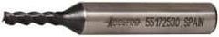 Accupro - 5/32", 3/8" LOC, 3/8" Shank Diam, 2-3/8" OAL, 3 Flute, Powdered Metal Square End Mill - Single End, TiAlN Finish, Spiral Flute, 45° Helix, Centercutting, Right Hand Cut, Right Hand Flute - Americas Industrial Supply
