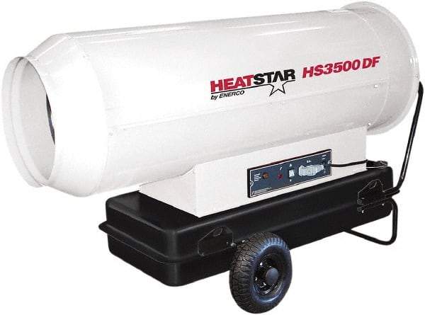 Heatstar - 360,000 BTU Rating, Kerosene Forced Air Heater - 1,750 Sq Ft Max Heating Area, 27.7 Gal Capacity, Fuel with Diesel, Kerosene, JP-8 & Jet8 - Americas Industrial Supply