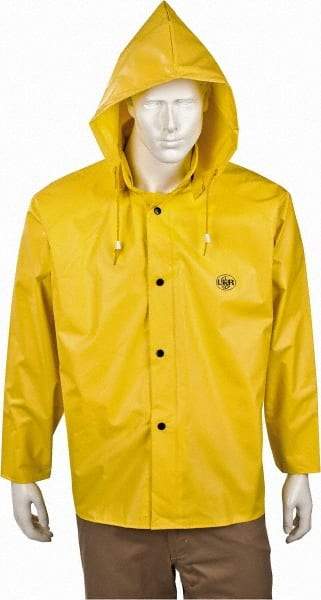 MCR Safety - Size M, Yellow, Rain Jacket - Attached Hood - Americas Industrial Supply