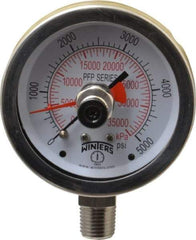 Winters - 2-1/2" Dial, 1/4 Thread, 0-5,000 Scale Range, Pressure Gauge - Lower Connection Mount, Accurate to 1% of Scale - Americas Industrial Supply