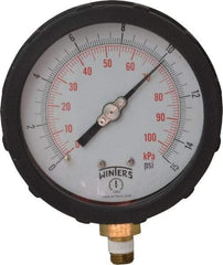 Winters - 4" Dial, 1/4 Thread, 0-15 Scale Range, Pressure Gauge - Lower Connection Mount, Accurate to 1% of Scale - Americas Industrial Supply