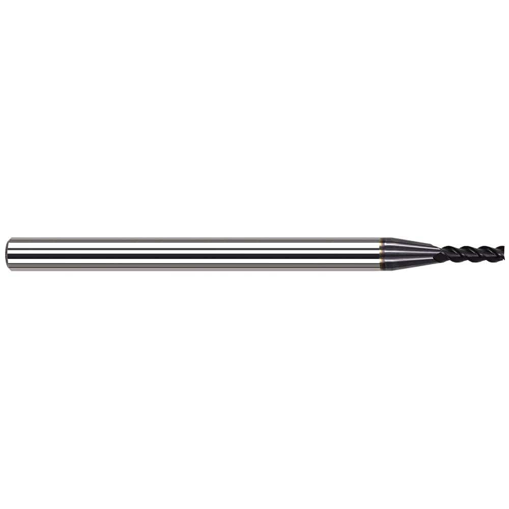 Corner Radius End Mill: 0.0118″ Dia, 0.0354″ LOC, 3 Flutes, Solid Carbide 37 ° Helix, AlTiN Coated, Corner Radius End