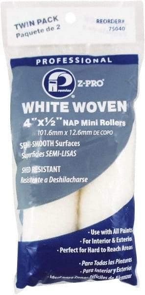 Premier Paint Roller - 1/2" Nap, 4" Wide Paint Mini Roller Covers - Semi-Rough Texture, Woven - Americas Industrial Supply