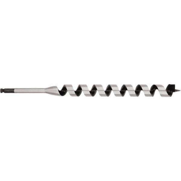 Irwin - 1-1/4", 7/16" Diam Hex Shank, 17" Overall Length with 15" Twist, Ship Auger Bit - Americas Industrial Supply