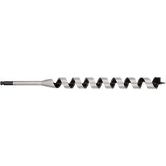 Irwin - 1-1/4", 7/16" Diam Hex Shank, 17" Overall Length with 15" Twist, Ship Auger Bit - Americas Industrial Supply