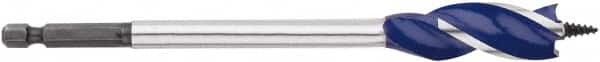 Irwin - 5/8", 1/4" Hex Shank, Bright Finish, High Speed Steel, Spade Blade Drill Bit - 2 Spurs, 6" Overall Length, 4-1/4" Shank Length, No Wire Fishing Hole - Americas Industrial Supply