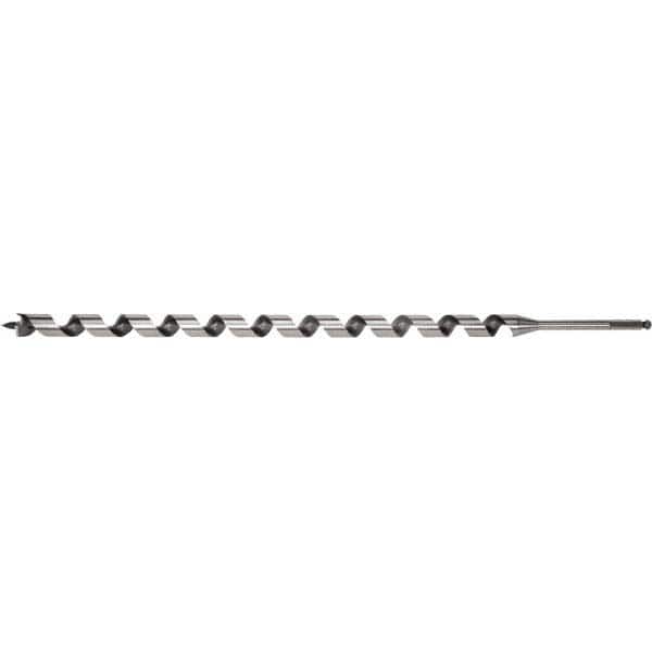 Irwin - 1/2", 7/16" Diam Hex Shank, 29" Overall Length with 24" Twist, Utility Auger Bit - Americas Industrial Supply