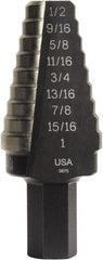 Irwin - 8 Hole Sizes, 9/16 to 1" Hole Diam Cobalt Step Drill Bit - Americas Industrial Supply