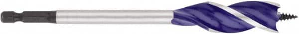 Irwin - 11/16", 1/4" Hex Shank, Bright Finish, High Speed Steel, Spade Blade Drill Bit - 2 Spurs, 6" Overall Length, 4-1/4" Shank Length, No Wire Fishing Hole - Americas Industrial Supply