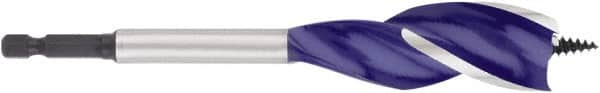 Irwin - 15/16", 1/4" Hex Shank, Bright Finish, High Speed Steel, Spade Blade Drill Bit - 2 Spurs, 6" Overall Length, 4-1/4" Shank Length, No Wire Fishing Hole - Americas Industrial Supply