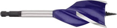 Irwin - 1.5", 1/4" Hex Shank, Bright Finish, High Speed Steel, Spade Blade Drill Bit - 2 Spurs, 6" Overall Length, 4-1/4" Shank Length, No Wire Fishing Hole - Americas Industrial Supply