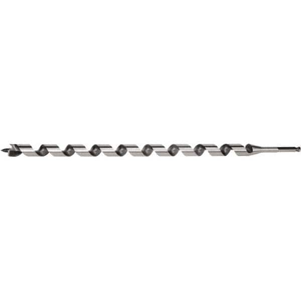 Irwin - 11/16", 7/16" Diam Hex Shank, 18" Overall Length with 15" Twist, Utility Auger Bit - Americas Industrial Supply