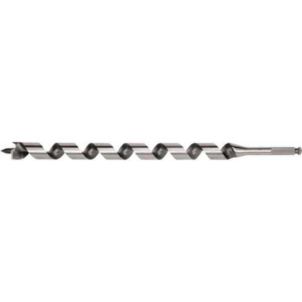 Irwin - 15/16", 7/16" Diam Hex Shank, 18" Overall Length with 15" Twist, Utility Auger Bit - Americas Industrial Supply