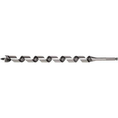 Irwin - 1-1/16", 7/16" Diam Hex Shank, 18" Overall Length with 15" Twist, Utility Auger Bit - Americas Industrial Supply