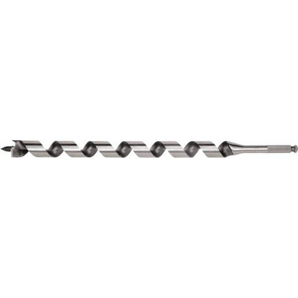 Irwin - 1-1/16", 7/16" Diam Hex Shank, 24" Overall Length with 21" Twist, Utility Auger Bit - Americas Industrial Supply