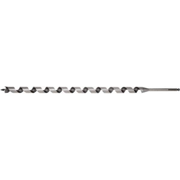 Irwin - 15/16", 7/16" Diam Hex Shank, 29" Overall Length with 24" Twist, Utility Auger Bit - Americas Industrial Supply