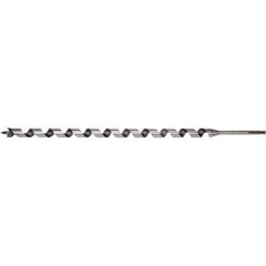 Irwin - 15/16", 7/16" Diam Hex Shank, 29" Overall Length with 24" Twist, Utility Auger Bit - Americas Industrial Supply