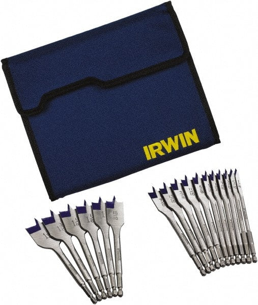 Irwin - 1/4 to 1-1/2", High Speed Steel Spade Drill Bit Set - Americas Industrial Supply