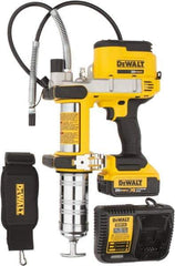 DeWALT - 10,000 Max psi, Flexible Battery-Operated Grease Gun - 16 oz Capacity, Bulk & Cartridge Fill, Includes DCB204 Battery, Fast Charger, Shoulder Strap & Kit Box - Americas Industrial Supply