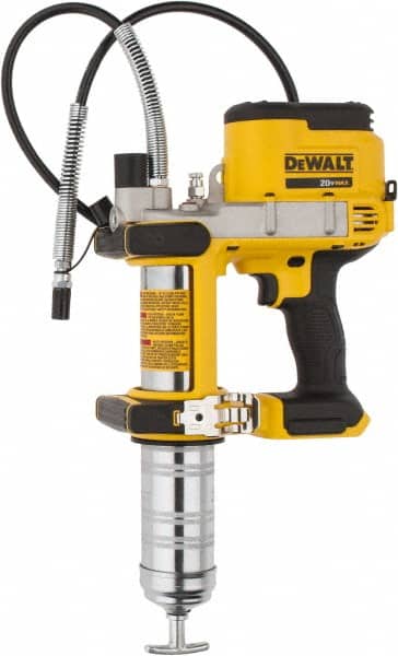 DeWALT - 10,000 Max psi, Flexible Battery-Operated Grease Gun - 16 oz Capacity, Bulk & Cartridge Fill, Includes Shoulder Strap - Americas Industrial Supply