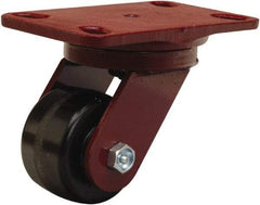 Hamilton - 3-1/4" Diam x 2" Wide x 5-1/4" OAH Top Plate Mount Swivel Caster - Phenolic, 700 Lb Capacity, Straight Roller Bearing, 4-1/2 x 6-1/2" Plate - Americas Industrial Supply