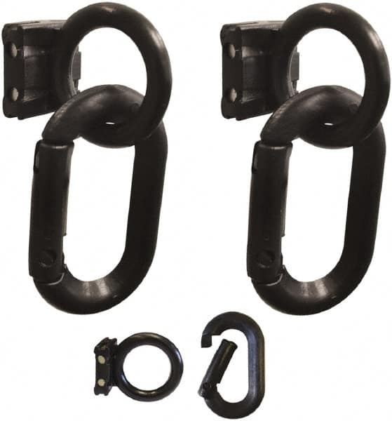 PRO-SAFE - 1-1/2" High x 4" Long x 1-1/4" Wide Barrier Magnet Carabiner Kit - Matte Finish, Black, Use with Plastic Chain - Americas Industrial Supply