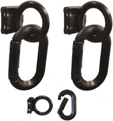 PRO-SAFE - 1-1/2" High x 4" Long x 1-1/4" Wide Barrier Magnet Carabiner Kit - Matte Finish, Black, Use with Plastic Chain - Americas Industrial Supply