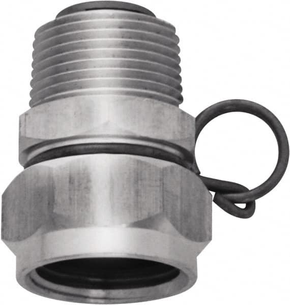 SANI-LAV - 1 Piece, 3/4 GHT & 3/4 GHT MNPT x FGHT, Stainless Steel Reusable Hose Male Swivel Fitting - 3/8" Hose ID x 1-1/4" Hose OD - Americas Industrial Supply