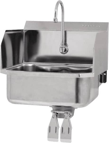 SANI-LAV - 17" Long x 14" Wide Inside, 1 Compartment, Grade 304 Stainless Steel Hands Free Hand Sink - 18 Gauge, 19" Long x 18" Wide x 21" High Outside, 7" Deep - Americas Industrial Supply