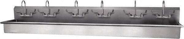 SANI-LAV - 117" Long x 16-1/2" Wide Inside, 1 Compartment, Grade 304 Stainless Steel Hand Sink - 16 Gauge, 120" Long x 20" Wide x 18" High Outside, 8" Deep - Americas Industrial Supply