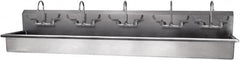 SANI-LAV - 97" Long x 16-1/2" Wide Inside, 1 Compartment, Grade 304 Stainless Steel Hand Sink-Wall Mount - 16 Gauge, 100" Long x 20" Wide x 18" High Outside, 8" Deep - Americas Industrial Supply