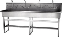 SANI-LAV - 77" Long x 16-1/2" Wide Inside, 1 Compartment, Grade 304 Stainless Steel Hand Sink-Pedestal Mount - 16 Gauge, 80" Long x 20" Wide x 45" High Outside, 8" Deep - Americas Industrial Supply