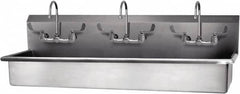 SANI-LAV - 57" Long x 16-1/2" Wide Inside, 1 Compartment, Grade 304 Stainless Steel Hand Sink-Wall Mount - 16 Gauge, 60" Long x 20" Wide x 18" High Outside, 8" Deep - Americas Industrial Supply