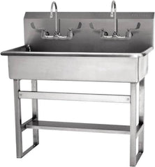 SANI-LAV - 37" Long x 16-1/2" Wide Inside, 1 Compartment, Grade 304 Stainless Steel Hands Free Hand Sink - 16 Gauge, 40" Long x 20" Wide x 45" High Outside, 8" Deep - Americas Industrial Supply