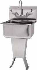 SANI-LAV - 19" Long x 16" Wide Inside, 1 Compartment, Grade 304 Stainless Steel Hand Sink-Pedestal Mount - 18 Gauge, 21" Long x 20" Wide x 46" High Outside, 10" Deep - Americas Industrial Supply