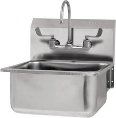 SANI-LAV - 19" Long x 16" Wide Inside, 1 Compartment, Grade 304 Stainless Steel Hand Sink-Wall Mount - 18 Gauge, 21" Long x 20" Wide x 24" High Outside, 10" Deep - Americas Industrial Supply