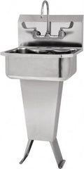 SANI-LAV - 17" Long x 14" Wide Inside, 1 Compartment, Grade 304 Stainless Steel Hand Sink-Pedestal Mount - 18 Gauge, 19" Long x 18" Wide x 46" High Outside, 7" Deep - Americas Industrial Supply