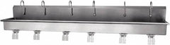 SANI-LAV - 117" Long x 16-1/2" Wide Inside, 1 Compartment, Grade 304 Stainless Steel Hands Free Hand Sink - 16 Gauge, 120" Long x 20" Wide x 18" High Outside, 8" Deep - Americas Industrial Supply