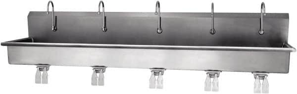 SANI-LAV - 97" Long x 16-1/2" Wide Inside, 1 Compartment, Grade 304 Stainless Steel Hands Free Hand Sink - 16 Gauge, 100" Long x 20" Wide x 18" High Outside, 8" Deep - Americas Industrial Supply