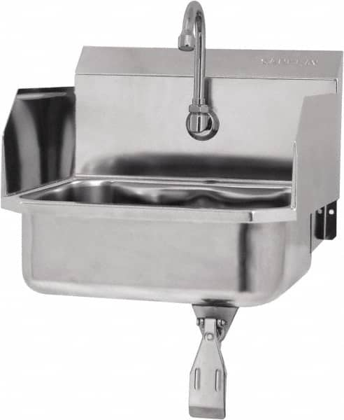 SANI-LAV - 14" Long x 11" Wide Inside, 1 Compartment, Grade 304 Stainless Steel Hands Free Hand Sink - 18 Gauge, 16" Long x 15-1/4" Wide x 16" High Outside, 5" Deep - Americas Industrial Supply