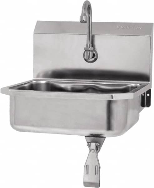 SANI-LAV - 14" Long x 11" Wide Inside, 1 Compartment, Grade 304 Stainless Steel Hands Free Hand Sink - 18 Gauge, 16" Long x 15-1/4" Wide x 16" High Outside, 5" Deep - Americas Industrial Supply